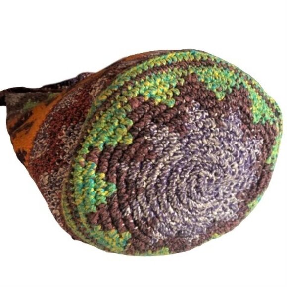 Colourful knit handmade artisan made crossbody bucket  bag purse - Picture 9 of 16